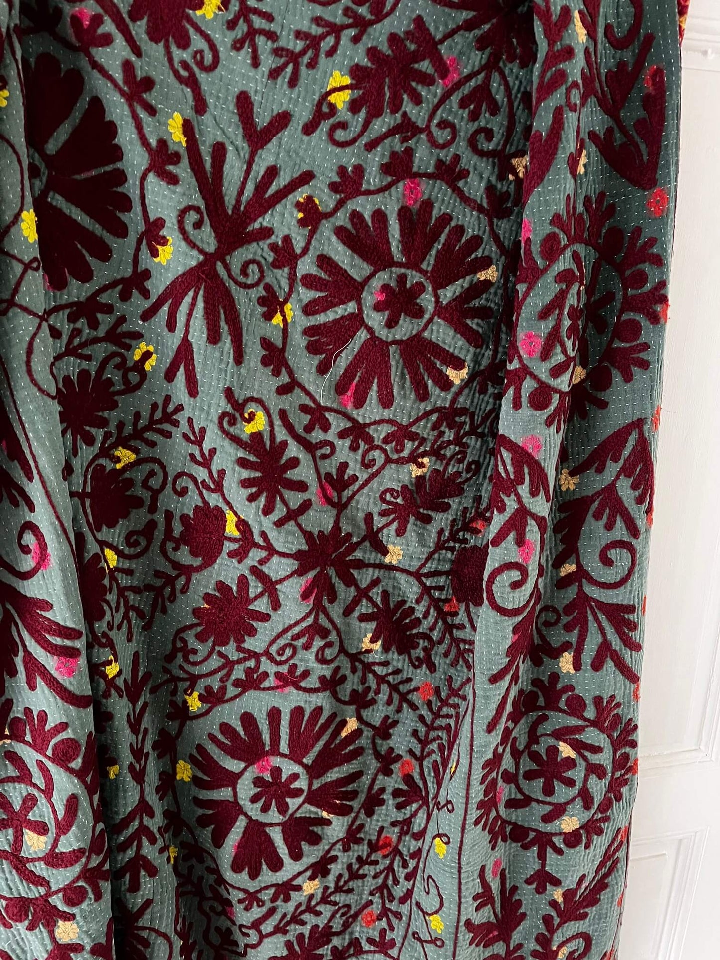 Couvre-lit Suzani indien réversible en coton, fait main