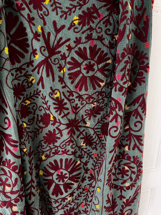 Couvre-lit Suzani indien réversible en coton, fait main