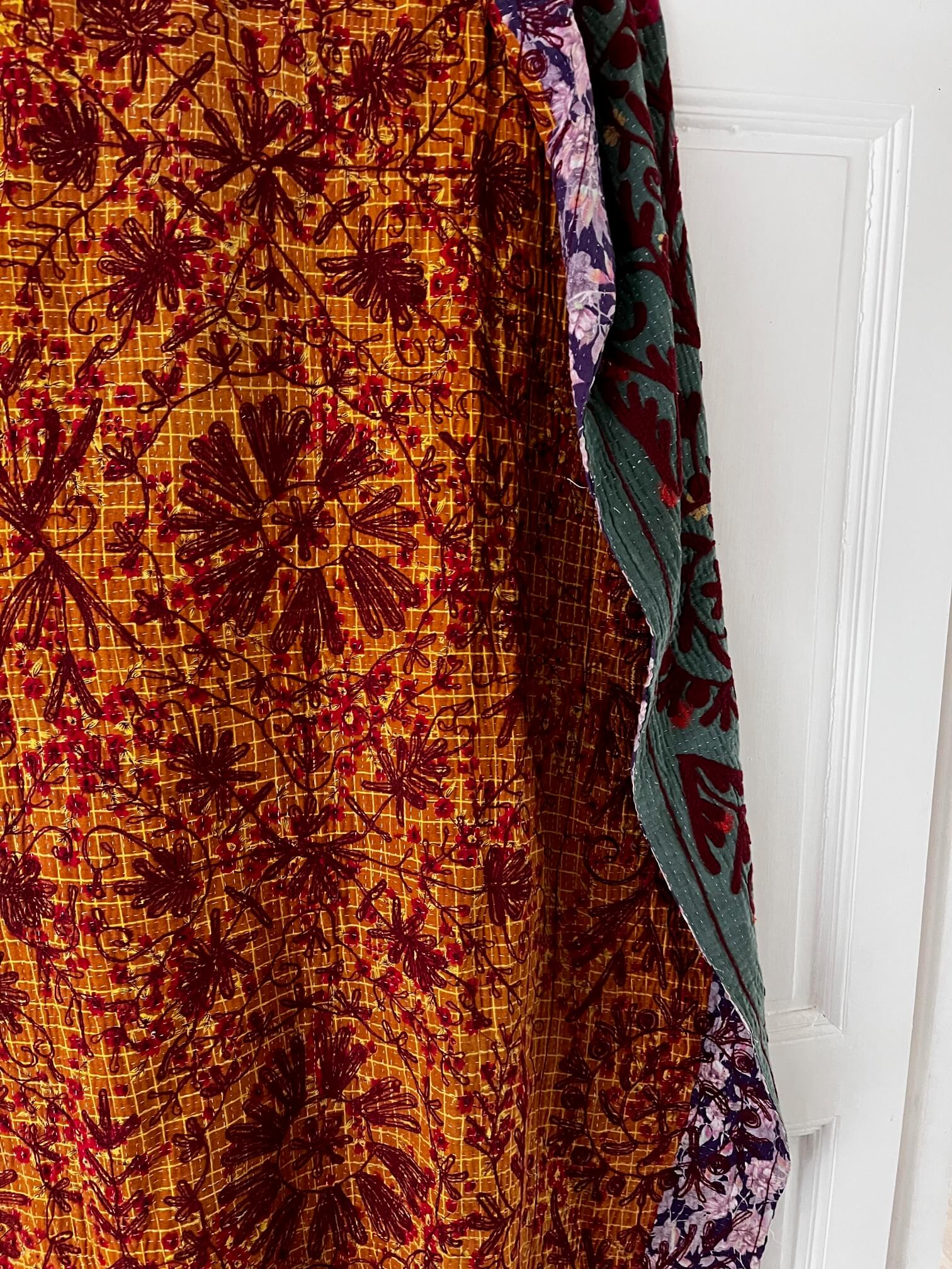 Couvre-lit bohème chic en coton indien, pièce unique